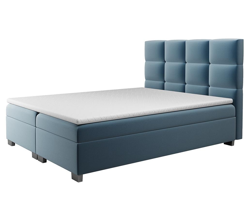 Pat boxspring cu spatiu pentru depozitare Kanada Blue 140x200 cm