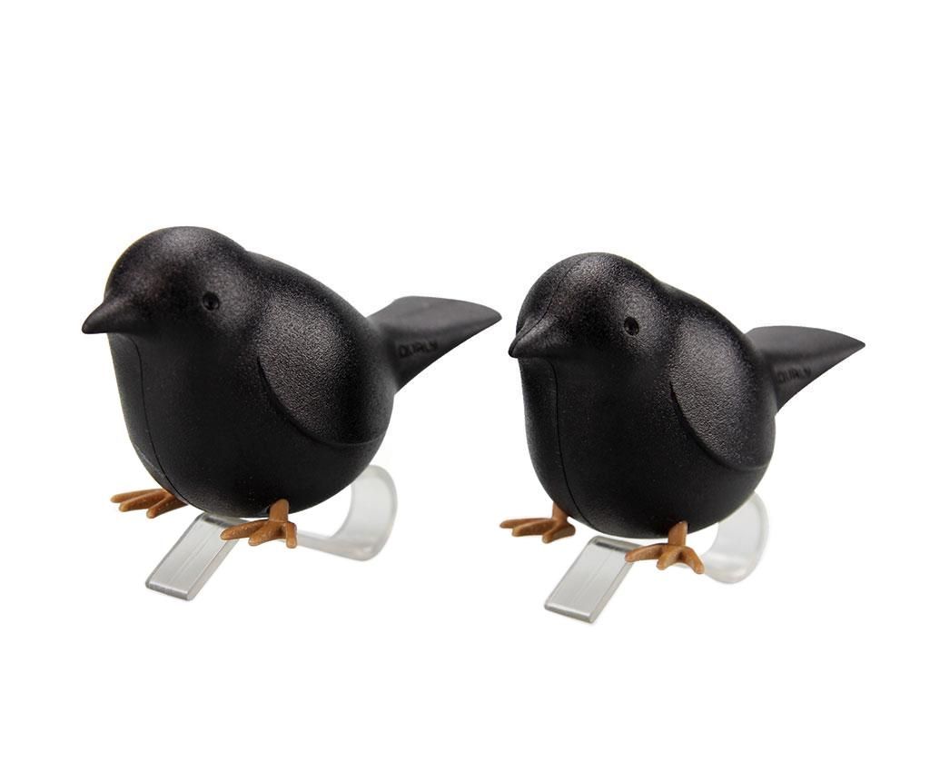Set 2 inele pentru servet Sparrow Black - Qualy, Negru imagine