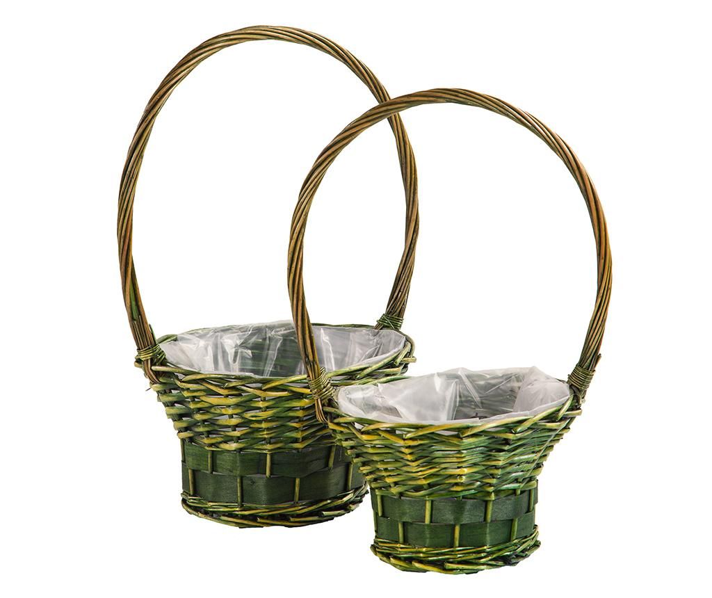 Set 2 ghivece Nature Baskets - Creaciones Meng, Verde imagine