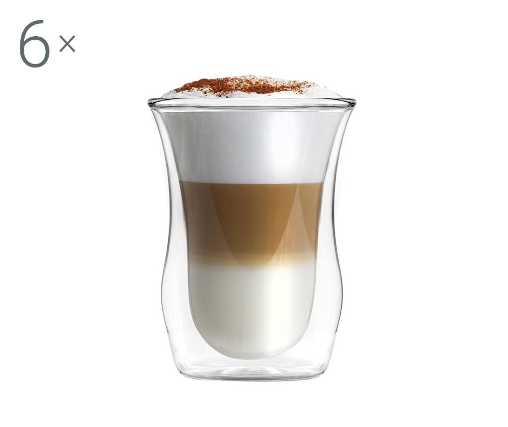 Set 6 pahare Vialli Design, Short Cappuccino, sticla borosilicata, 300 ml – Vialli Design, Alb Vialli Design imagine 2022