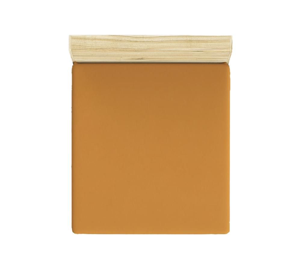 Cearsaf de pat cu elastic Ranforce Basic Dark Mustard 180x200 cm