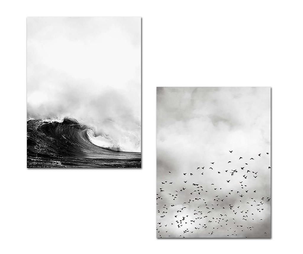 Set 2 tablouri Black Wave 30×40 cm – Onno