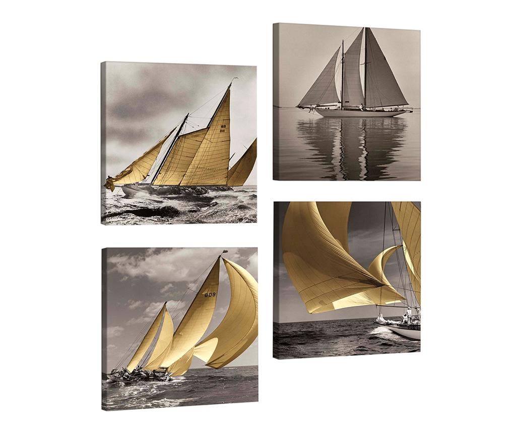 Set 4 tablouri Sailing 33x33 cm
