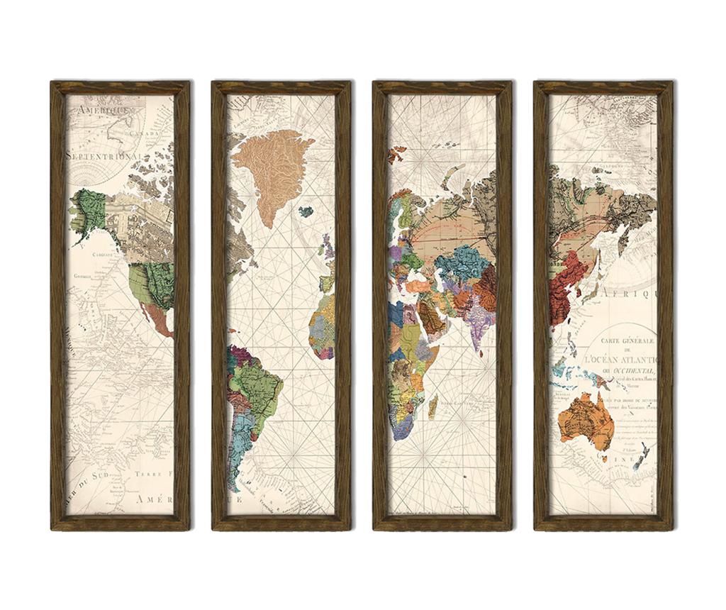 Set 4 tablouri Travel 19x70 cm - Evila Originals