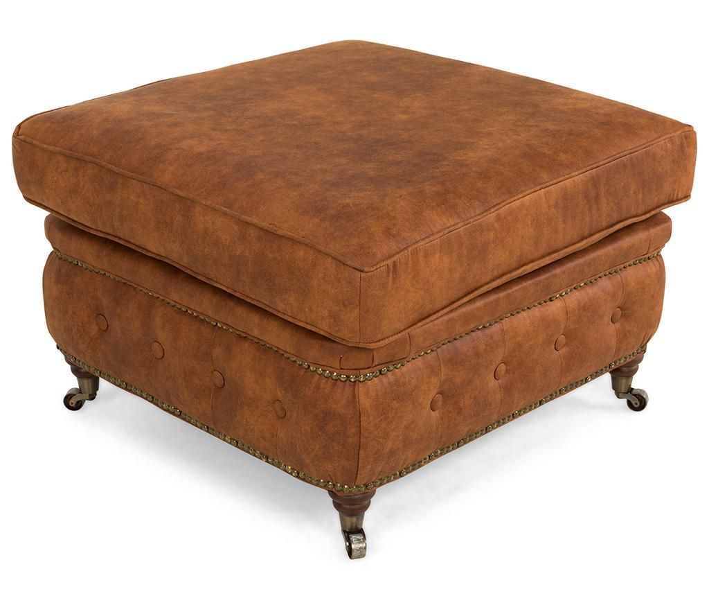 Taburet pentru picioare Kalatzerka, Chesterfield Vintage Cognac, maro coniac, 75x70x45 cm - Kalatzerka, Maro