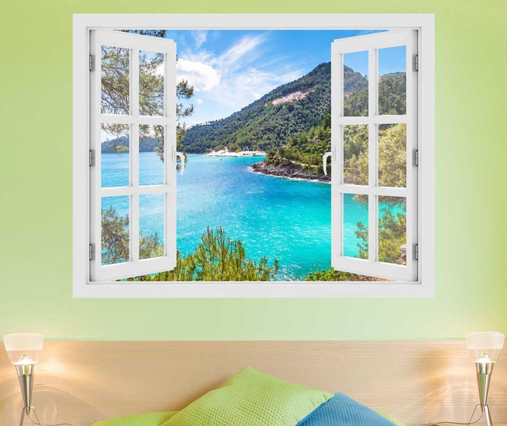 Sticker 3D Beestick, Window Greece Thassos Island, vinilin - BeeStick, Multicolor