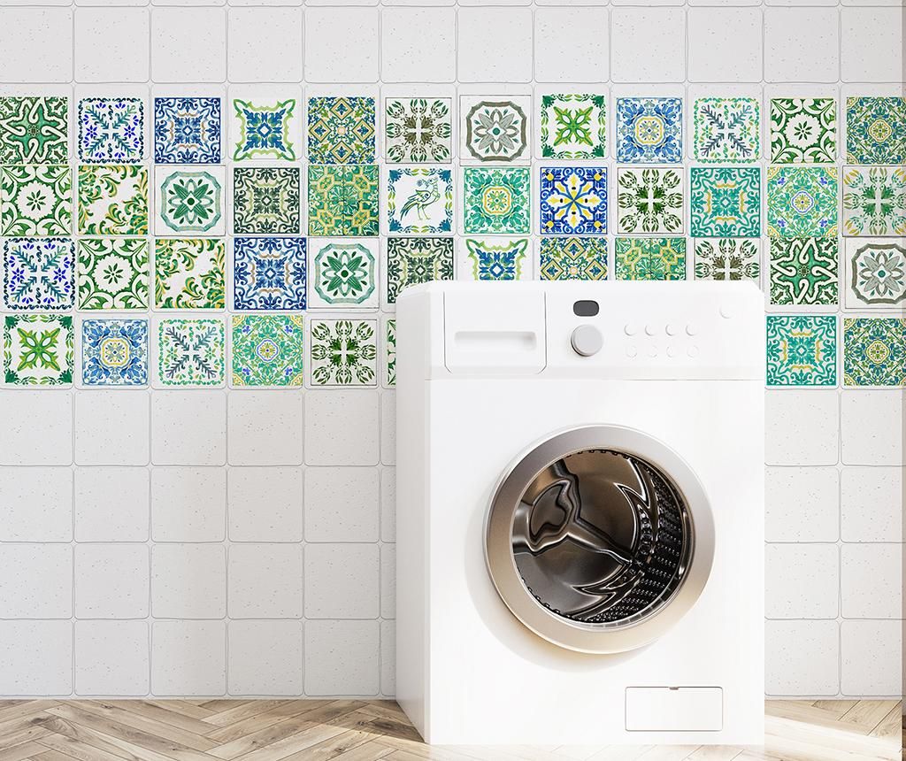 Set 24 stickere Tiles Turkish Green – Wallplus, Verde