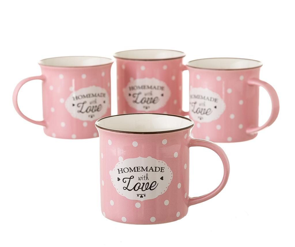 Set 4 cani Homemade with Love Pink 230 ml