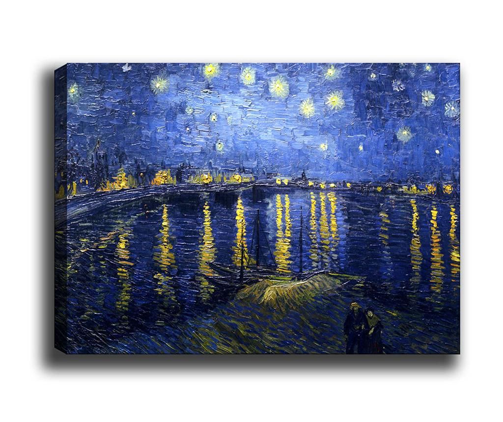 Tablou Tablo Center, Starry Night Over the Rhone Clear, canvas imprimat din bumbac, 100x140 cm - Tablo Center, Multicolor