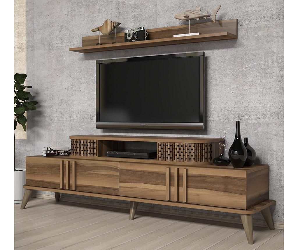 Comoda TV Hommy Craft, Eylul Walnut, PAL melaminat, 168x39x52 cm - Hommy Craft, Crem