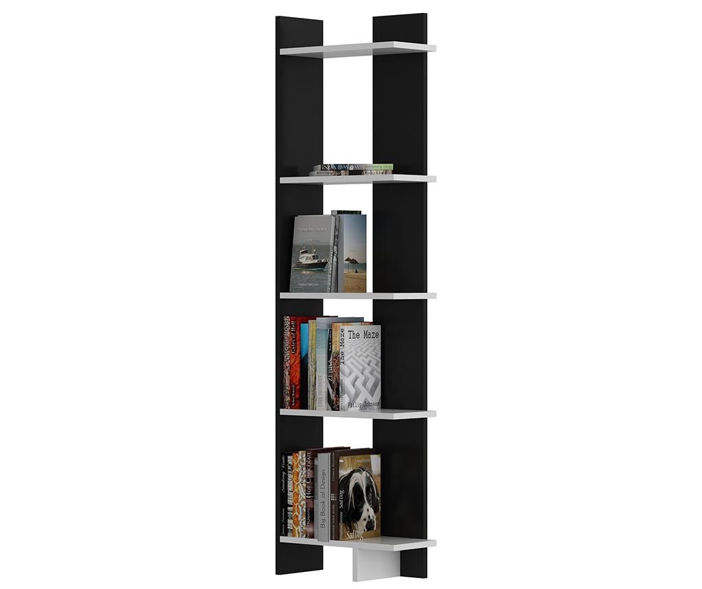 Corp biblioteca Zena Home, Als Black White, PAL melaminat, 45x22x170 cm - Zena Home, Alb,Negru