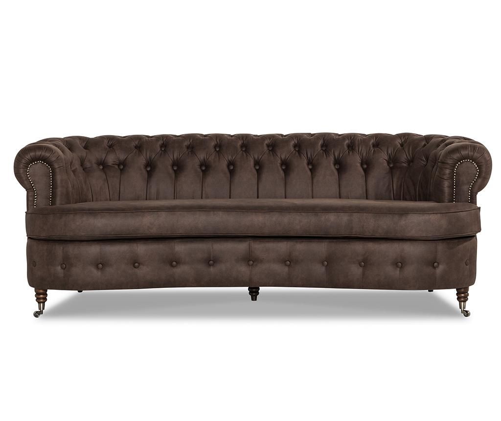 Canapea 3 locuri Kalatzerka, Chesterfield Curved Vintage Brown, 230x86x80 cm - Kalatzerka, Maro