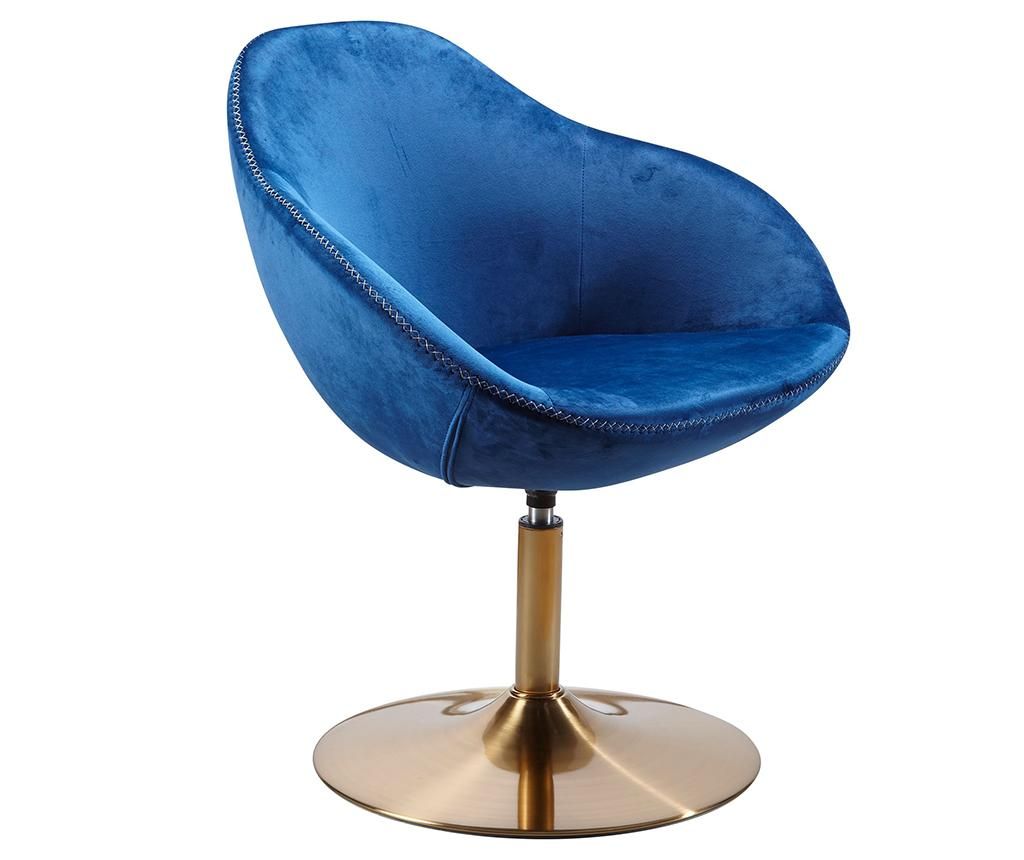 Fotoliu rotativ Sarin Velvet Blue Gold - Wohnling, Albastru,Galben & Auriu
