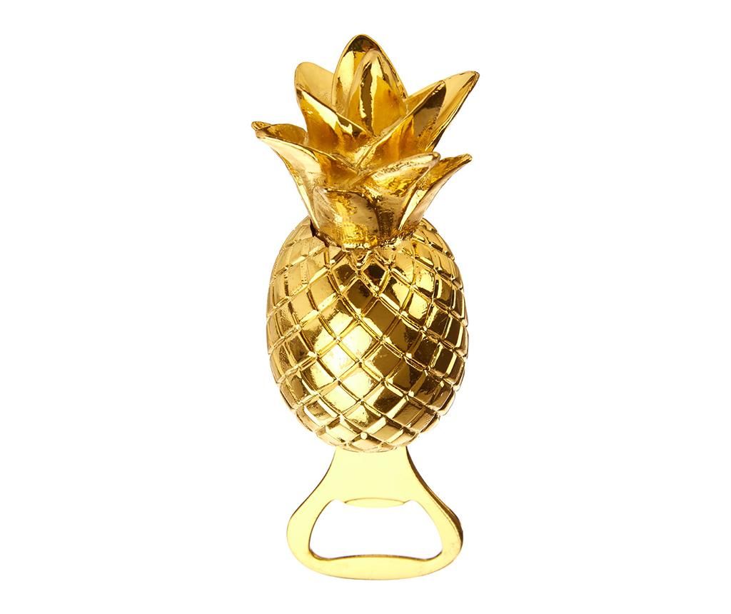 Deschizator pentru sticle Premier, Pineapple, aliaj de zinc, 14x5x4 cm - Premier, Galben & Auriu - 2 | YEO