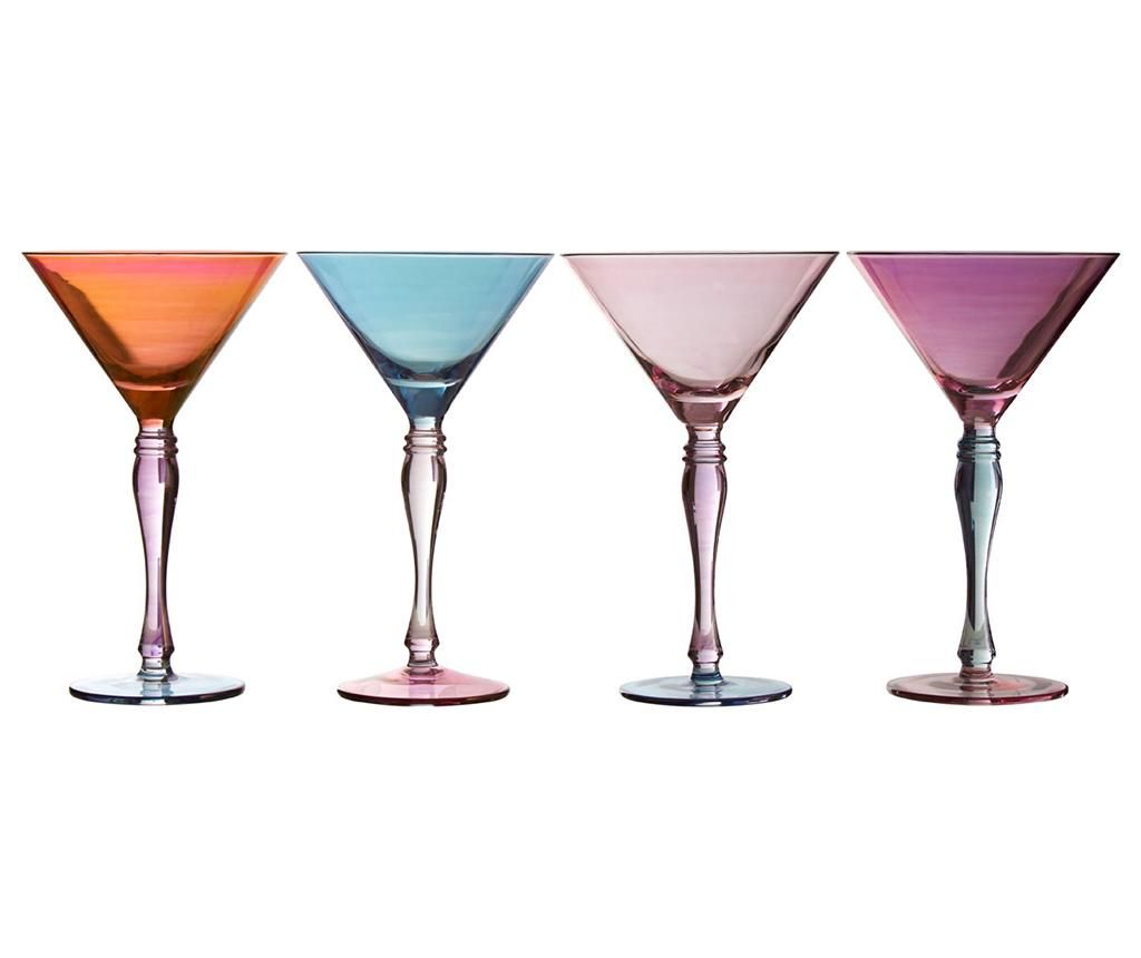 Set 4 pahare pentru cocktail Aurora 240 ml - Premier, Multicolor