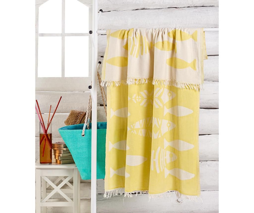 Prosop de plaja Fouta Balik Yellow 100x180 cm