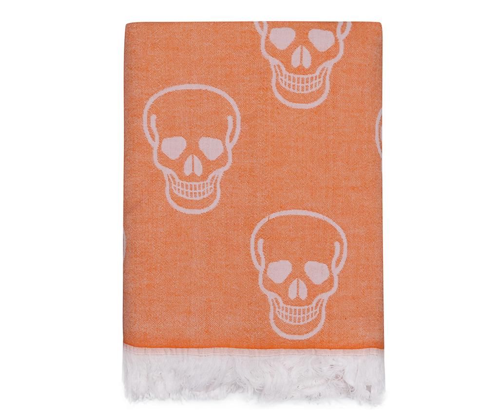 Prosop de plaja Fouta Skull Orange 100x180 cm