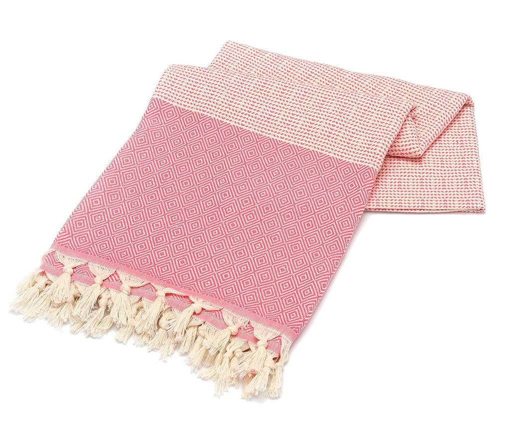 Prosop de plaja Fouta Cizgili Elmas Pink 100x180 cm