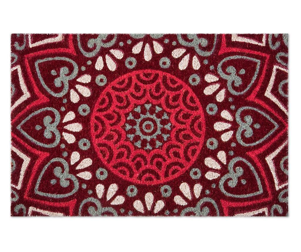 Covoras de intrare Excelsa, Mandala Red, 40x60 cm, fibre de nuca de cocos - Excelsa, Rosu