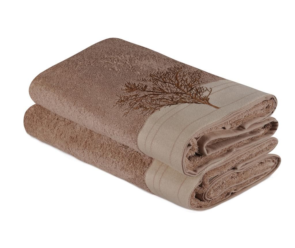 Set 2 prosoape de baie Infinity Light Brown 70x140 cm