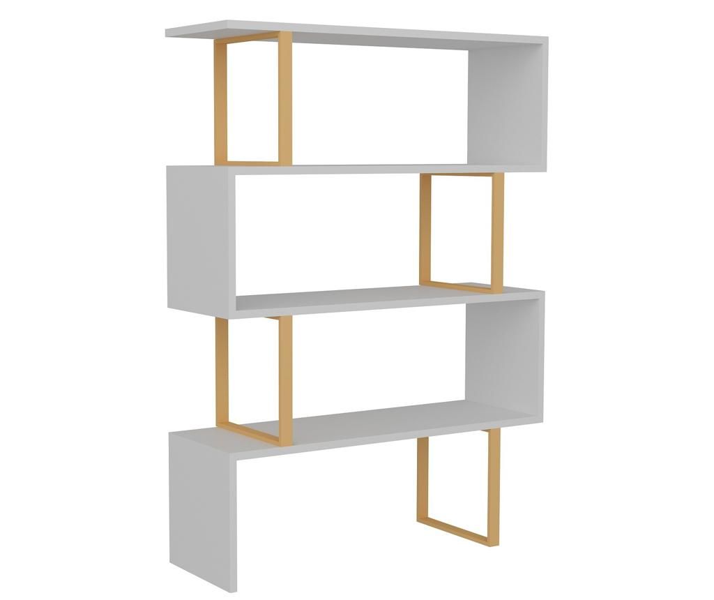 Corp biblioteca Zena Home, Adriana Gold White, PAL melaminat cu grosimea 18 mm, 92x30x125 cm - Zena Home, Alb