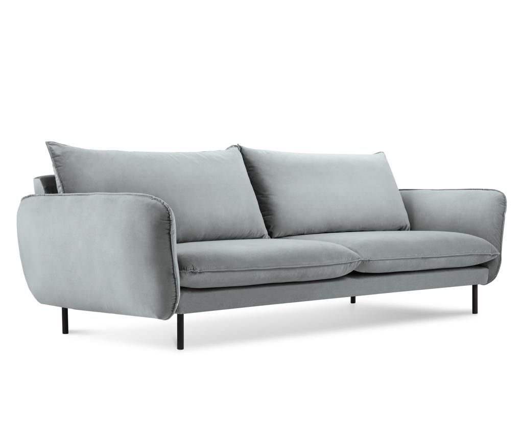 Canapea 4 locuri Cosmopolitan Design, Vienna Light Grey, 230x92x95 cm - COSMOPOLITAN Design, Gri & Argintiu