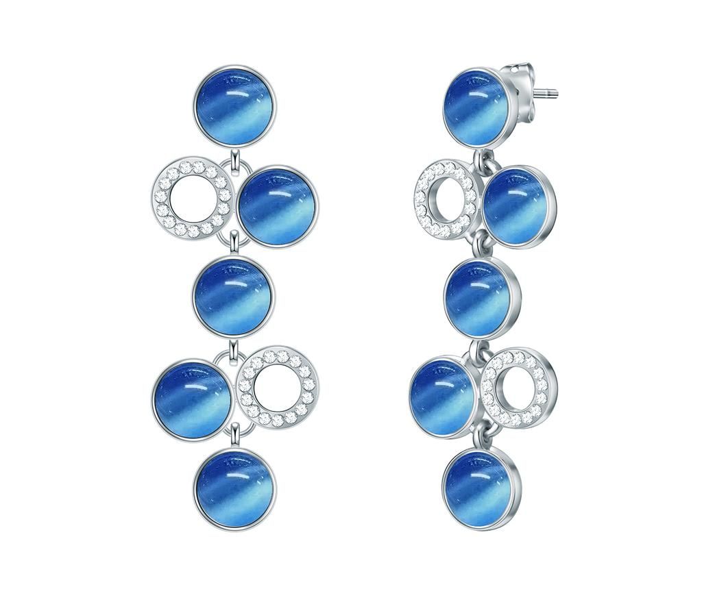 Cercei Swarovski Circle Silver Blu - Saint Francis Crystals, Albastru,Gri & Argintiu