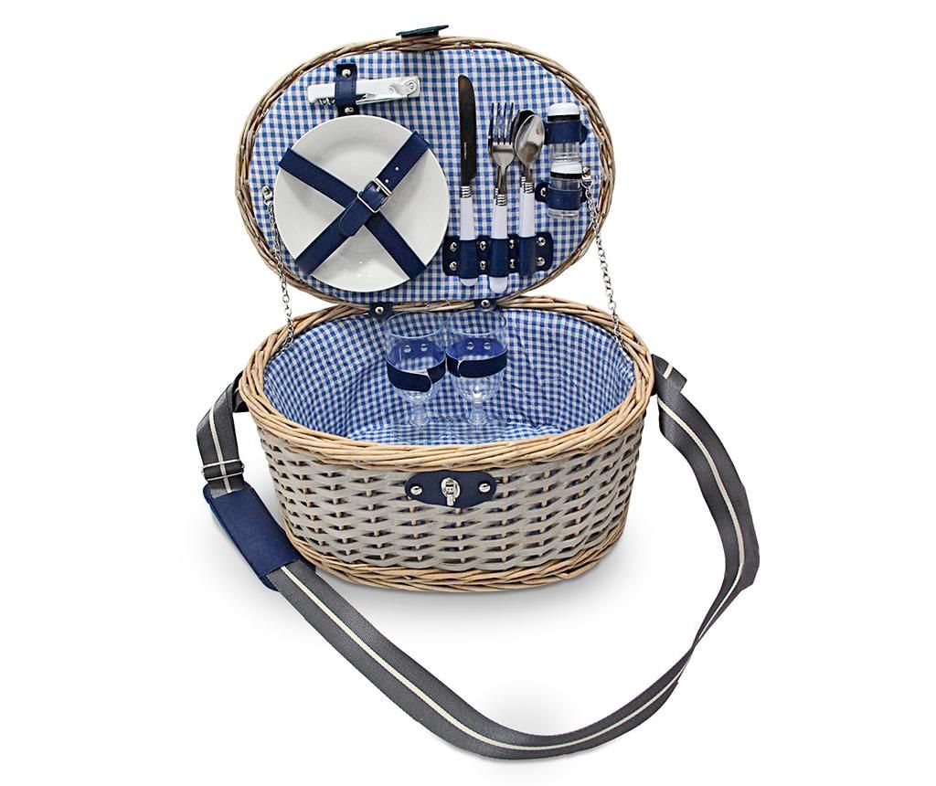 Cos echipat pentru picnic 2 persoane Blue Checks – Disraeli, Albastru Disraeli