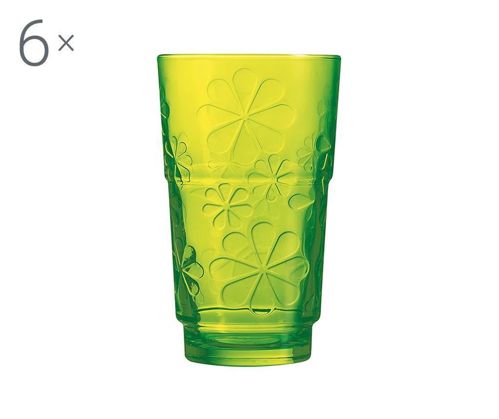 Set 6 pahare Luminarc, Funny Flowers Green, sticla, ⌀8.2 cm, verde, 8x8x8 cm – Luminarc, Verde Luminarc imagine 2022