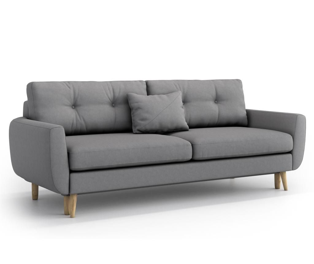 Canapea extensibila 3 locuri Optisofa, Harris Gris Grey, 231x95x85 cm - Optisofa, Gri & Argintiu