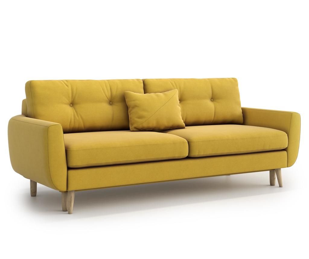 Canapea extensibila 3 locuri Optisofa, Harris Yellow, 231x95x85 cm - Optisofa, Galben & Auriu