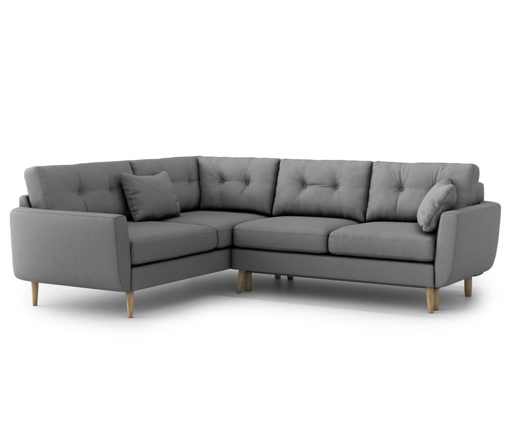 Coltar extensibil stanga Harris Gris Grey - Optisofa, Gri & Argintiu