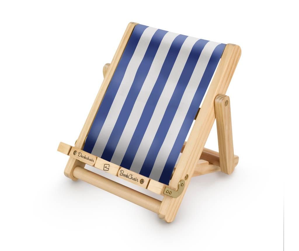 Suport de carti Deckchair Bookchair Stripy Blue - Thinking Gifts, Albastru