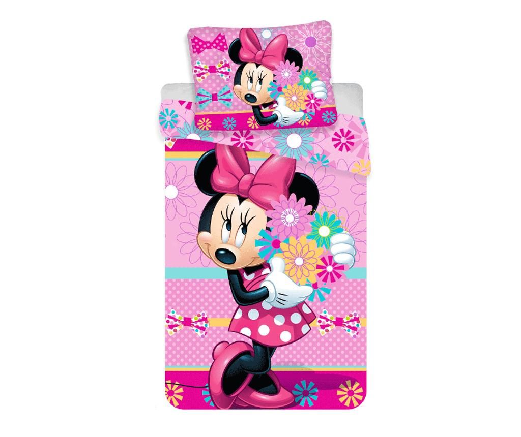 Set de pat Single Minnie Mouse By Disney, Minnie bows and flowers, bumbac ranforce - Minnie Mouse by Disney, Multicolor