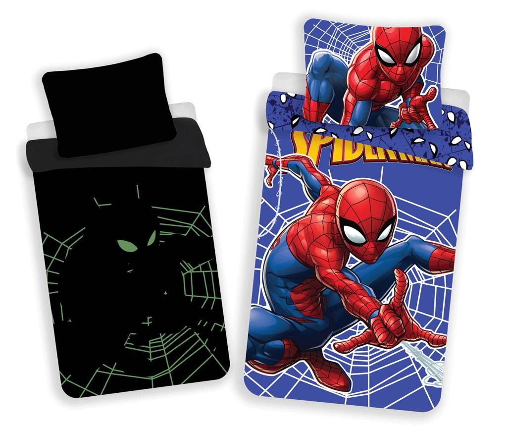 Set de pat Single Spiderman Glow - Spider-Man by Marvel, Multicolor