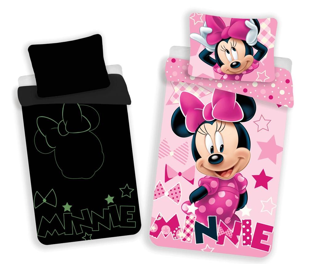 Set de pat Single Minnie Glow – Minnie Mouse by Disney, Multicolor Minnie Mouse by Disney
