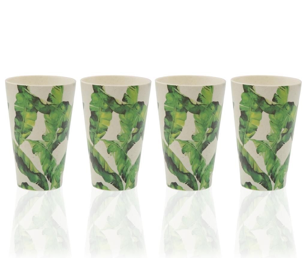 Set 4 pahare Leaves - Versa, Verde,Multicolor