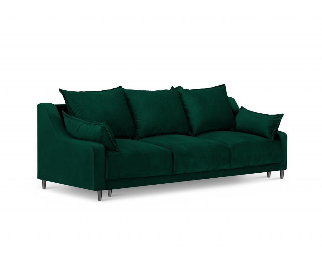 Canapea extensibila 3 locuri Mazzini Sofas, Lilas Bottle Green, 215x94x90 cm - Mazzini Sofas, Verde