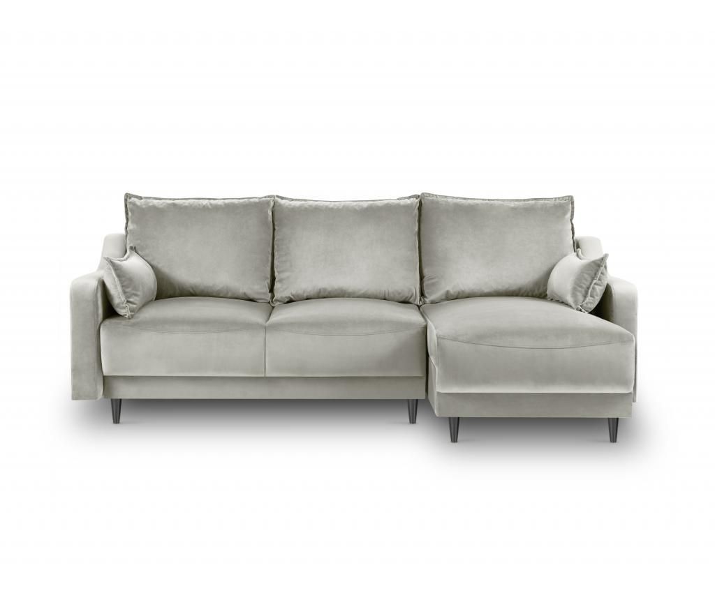 Coltar cu 4 locuri extensibil si reversibil Mazzini Sofas, Lilas Beige, 220x150x90 cm - Mazzini Sofas, Gri & Argintiu