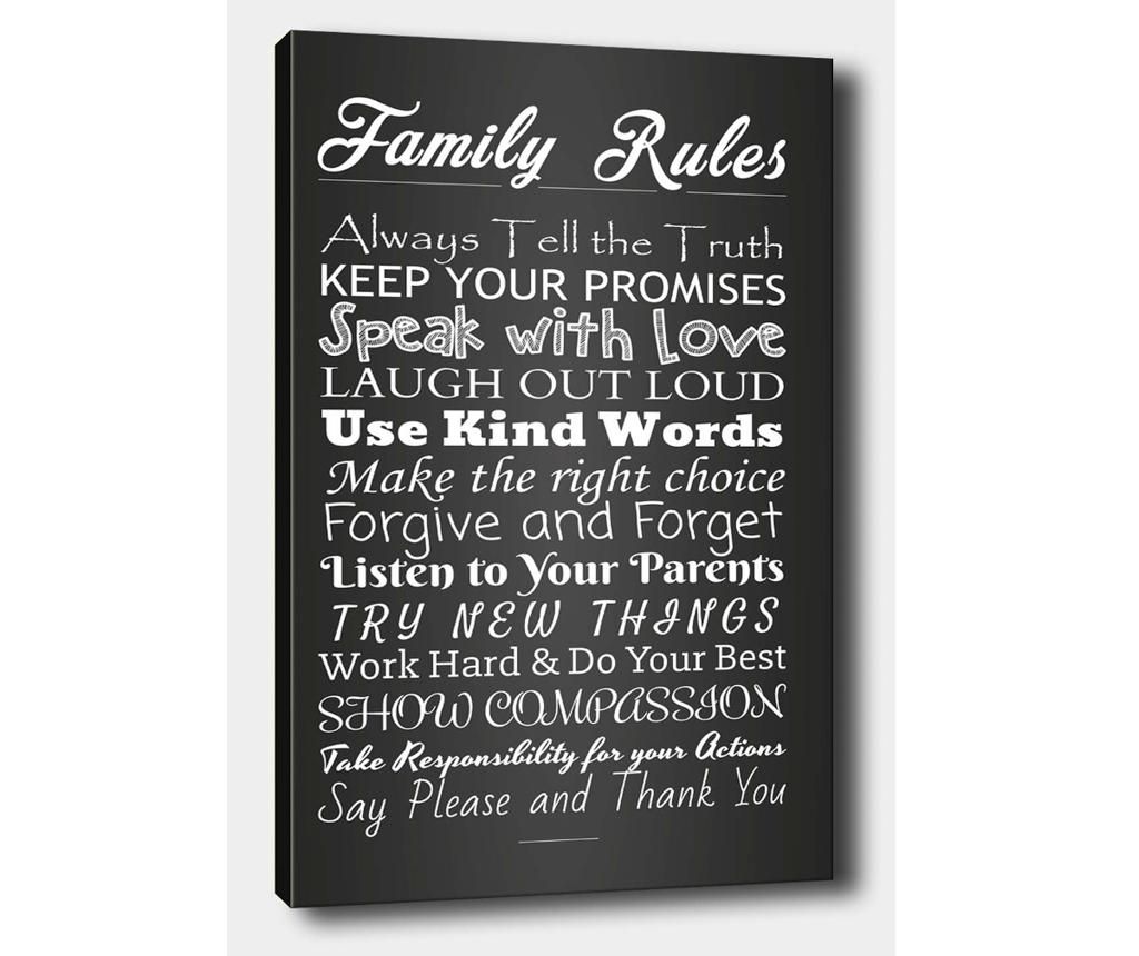 Tablou Family Rules 40x60 cm - Tablo Center, Multicolor