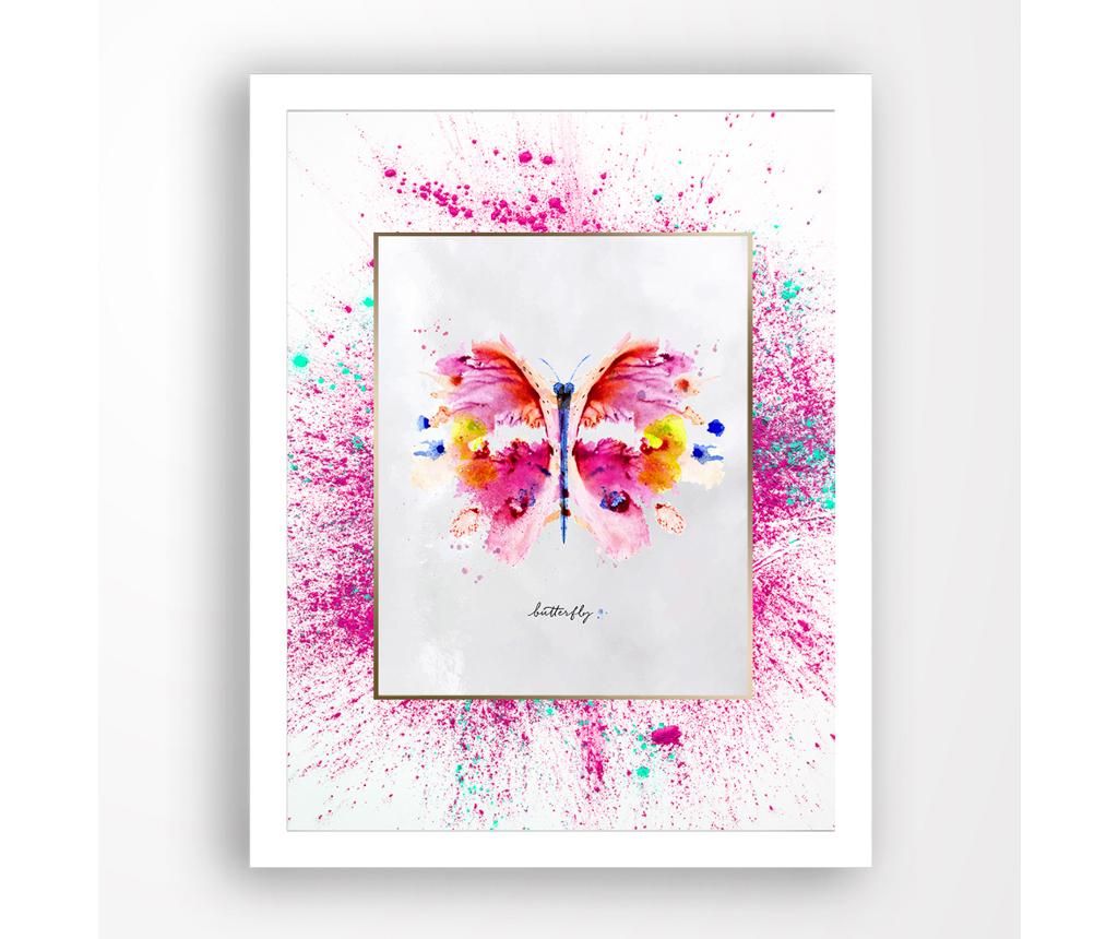 Tablou Pink Butterfly 24×29 cm – Tablo Center, Multicolor