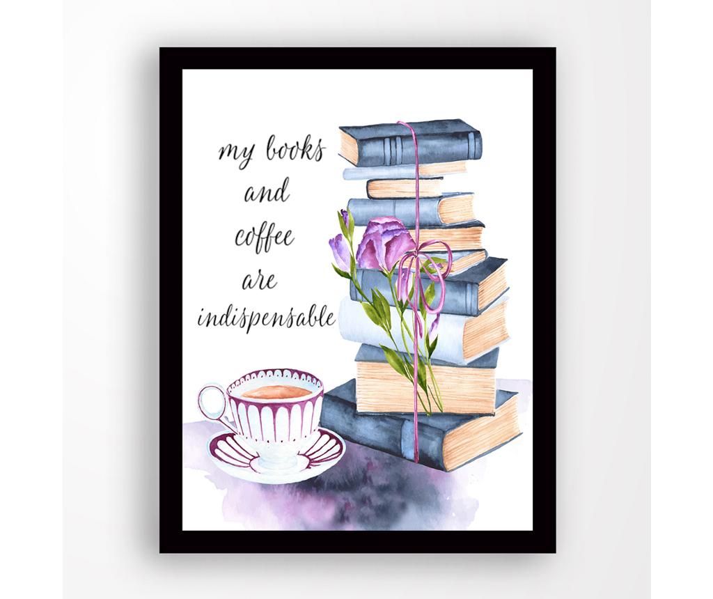 Tablou Books And Coffe 24x29 cm - Tablo Center, Multicolor