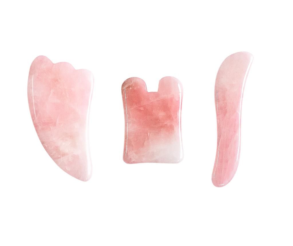 Set 3 pietre pentru masaj facial Gua Sha Therapy Pink