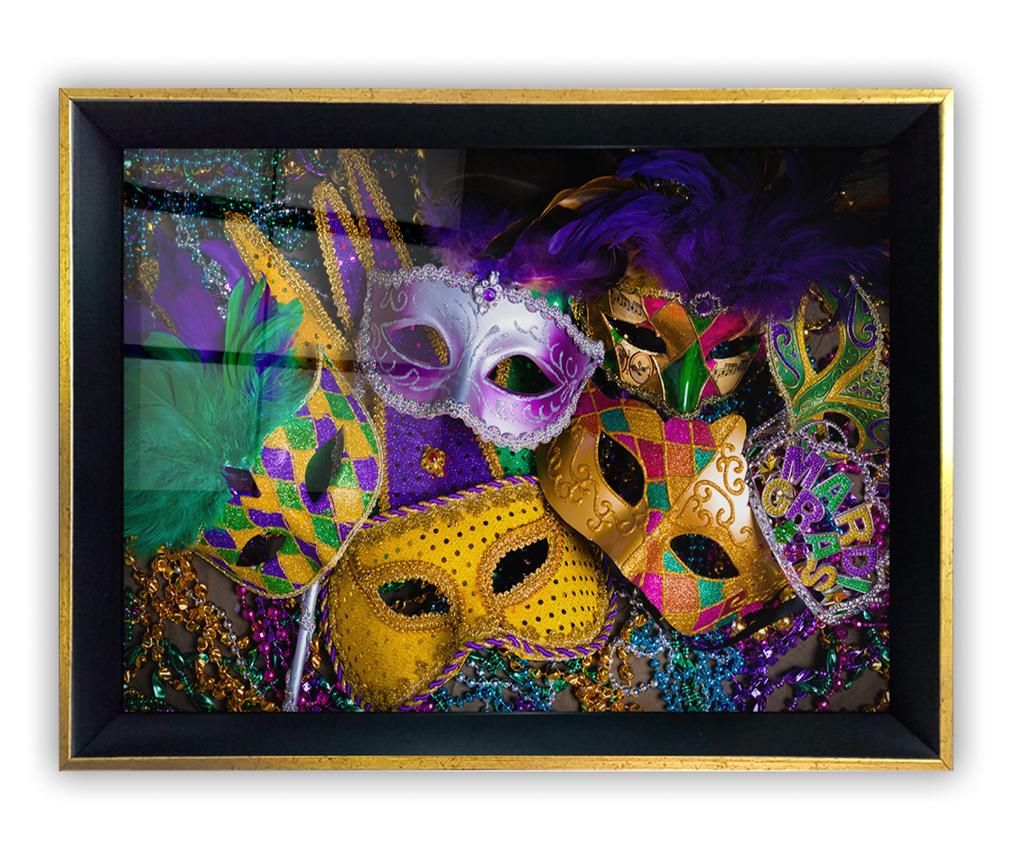 Tablou Tablo Center, Colored Masks, sticla imprimata, 45×65 cm – Tablo Center, Multicolor Tablo Center