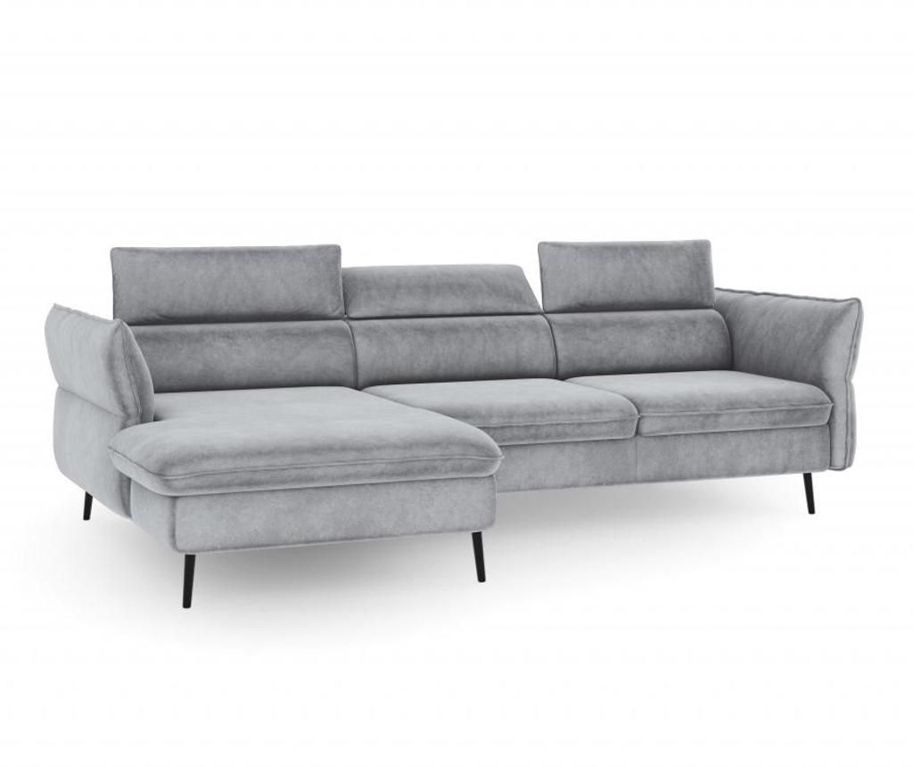 Coltar extensibil stanga Valentina Light Grey - Milo Casa, Gri & Argintiu