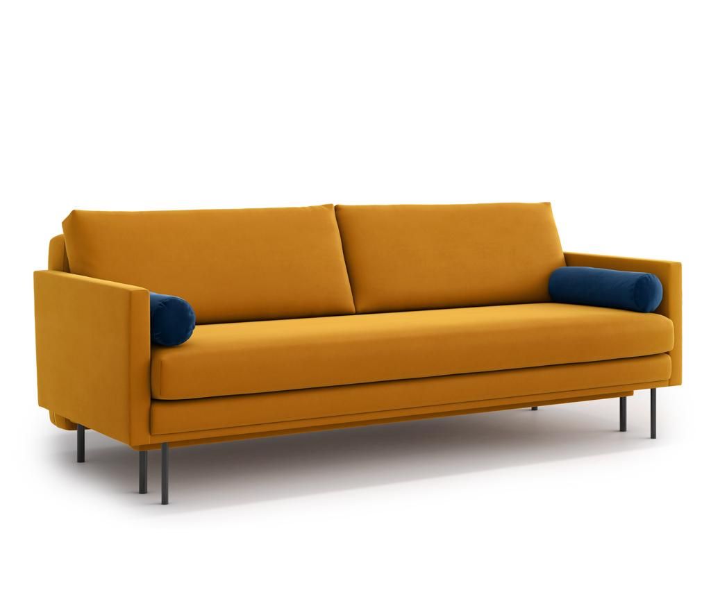 Canapea extensibila 3 locuri Optisofa, Blues Gold, 212x94x90 cm - Optisofa, Albastru,Galben & Auriu