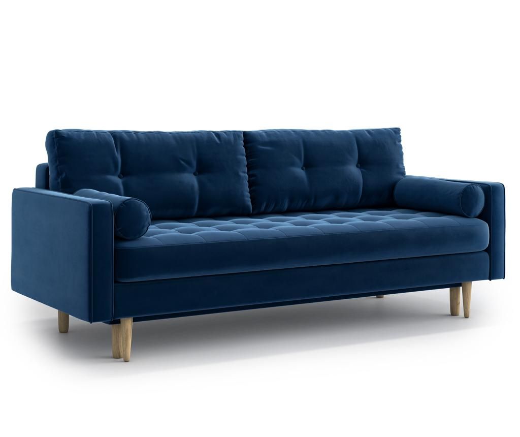 Canapea extensibila 3 locuri Optisofa, Esme Navy, 218x93x85 cm - Optisofa, Albastru