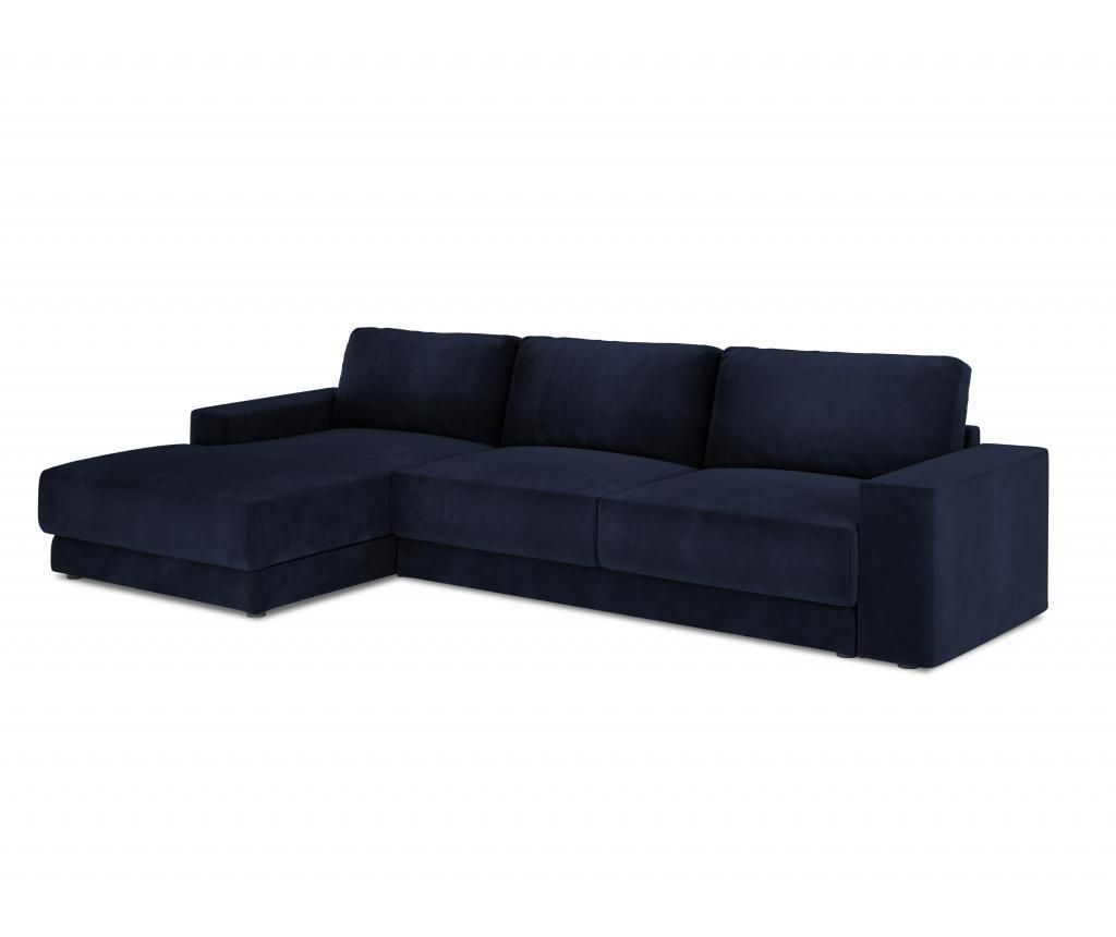 Coltar stanga extensibil 6 locuri Milo Casa, Gaia Dark Blue, 350x180x84 cm - Milo Casa, Albastru