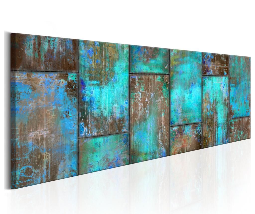 Tablou Metal Mosaic Blue 120x40 cm