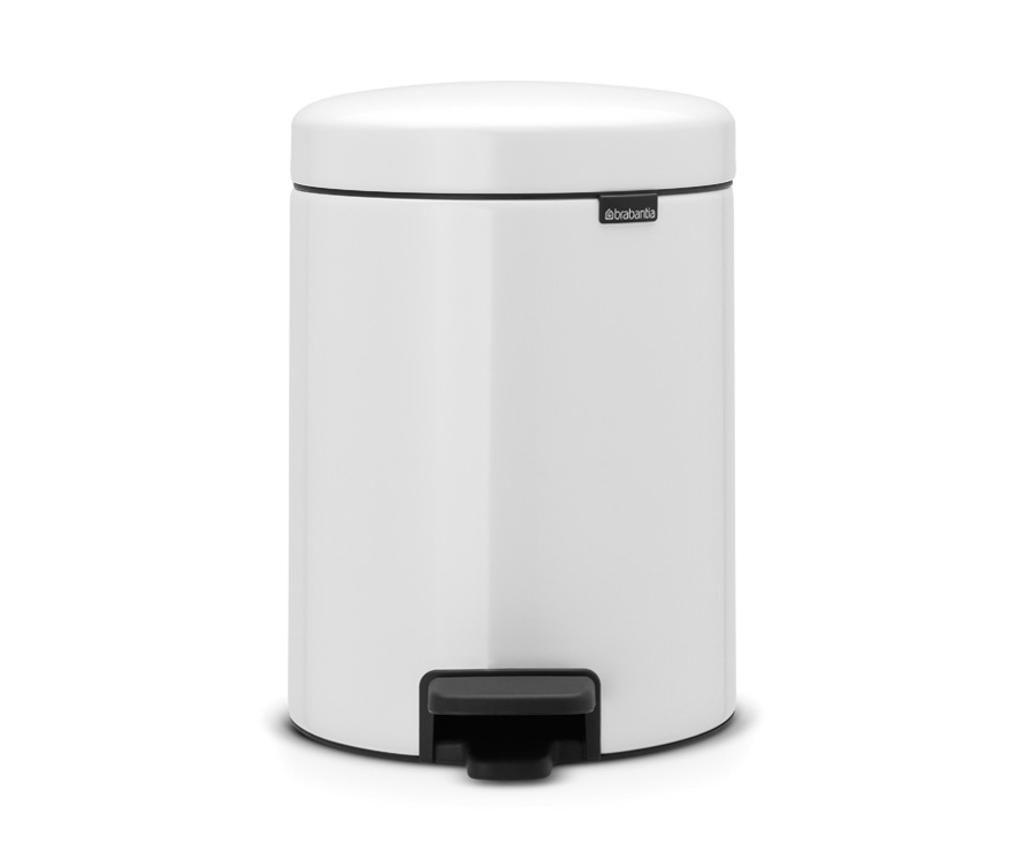 Cos de gunoi cu capac si pedala Brabantia New Icon White 5 L - Brabantia, Alb